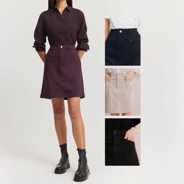 Cotton lyocell smooth twill Australian simple solid color stitching skirt denim multi-color plus size