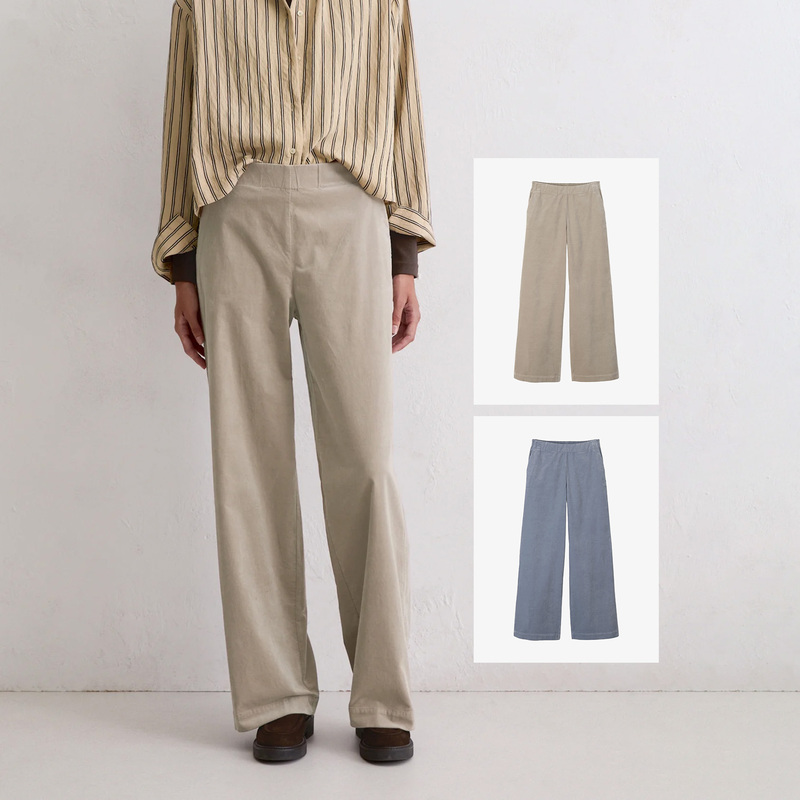 Organic Cotton Stretch Velvet Loose Pants