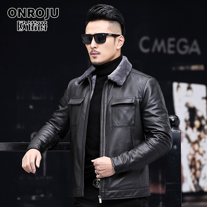 Broken Code Clear Barn Henning Genuine Leather Leather Clothing Male Heady Leather Fur Integrated Winter Dress Leather Jacket Leather Grass Jacket