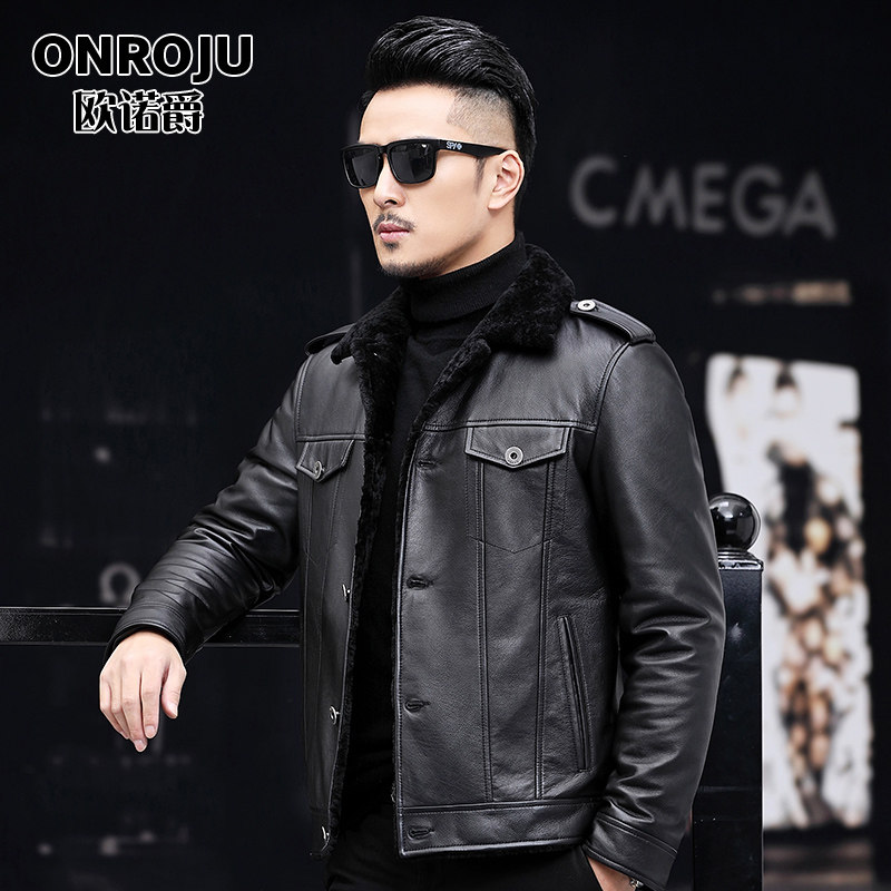 Broken Code Clear Barn Henning Genuine Leather Leather Leather Clothing Male leather fur integrated lamb leather jacket leather jacket fur jacket fur jacket fur jacket