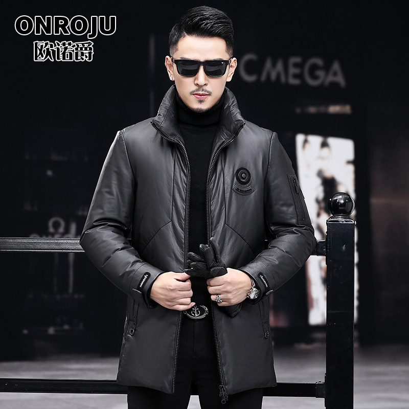 Head - skin feather jacket male Haining fur coat in the long - running coat 2022
