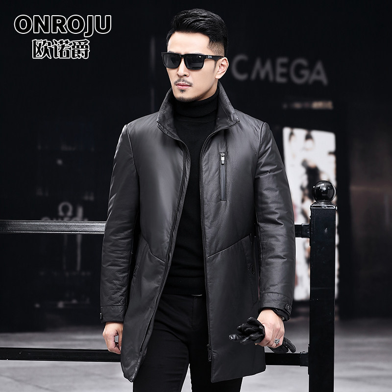 Haining fur coat male head feather feather jacket medium long 2022 winter coat fix