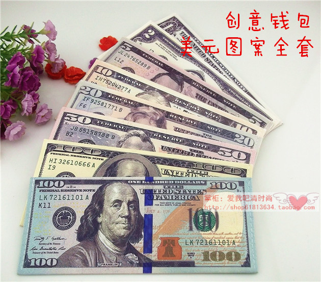 Thời trang sáng tạo vải mini slim Tính cách RMB 100 nhân dân tệ mẫu ngoại tệ ví ngắn đơn giản ví local brand