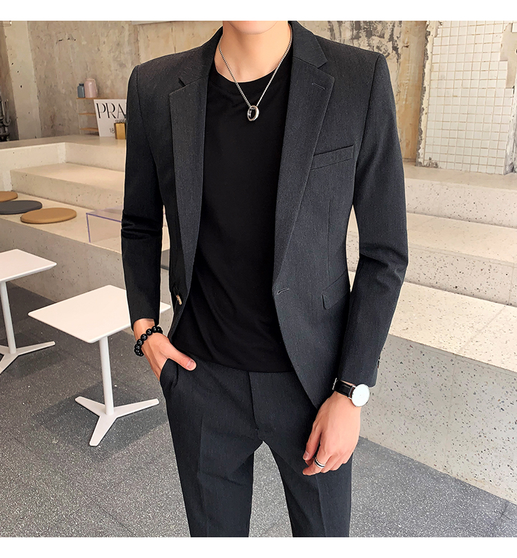 2019 thanh niên mới giản dị phù hợp với màu sắc phù hợp với quần yếm nam kinh doanh giản dị Slim Hàn Quốc nhỏ phù hợp - Suit phù hợp bộ vest nam trẻ trung