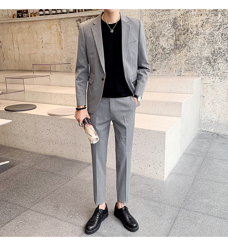 2019 thanh niên mới giản dị phù hợp với màu sắc phù hợp với quần yếm nam kinh doanh giản dị Slim Hàn Quốc nhỏ phù hợp - Suit phù hợp bộ vest nam trẻ trung