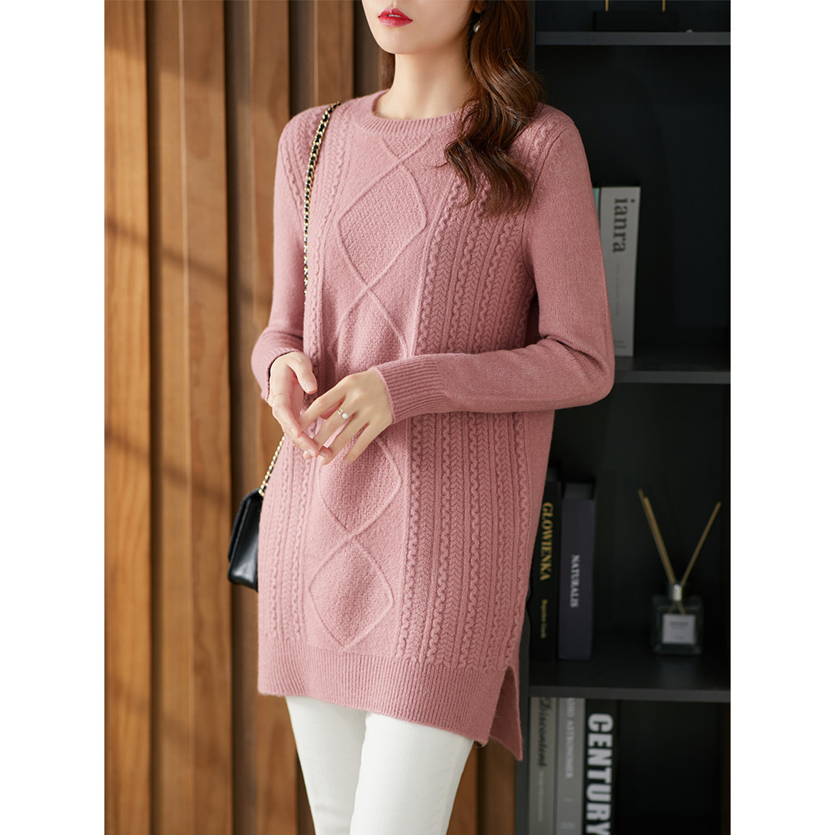 U home Long version Twisted Flowers Sweater Women 2022 Spring new loose Fashion wool-knitted sweatshirt temperament Nets