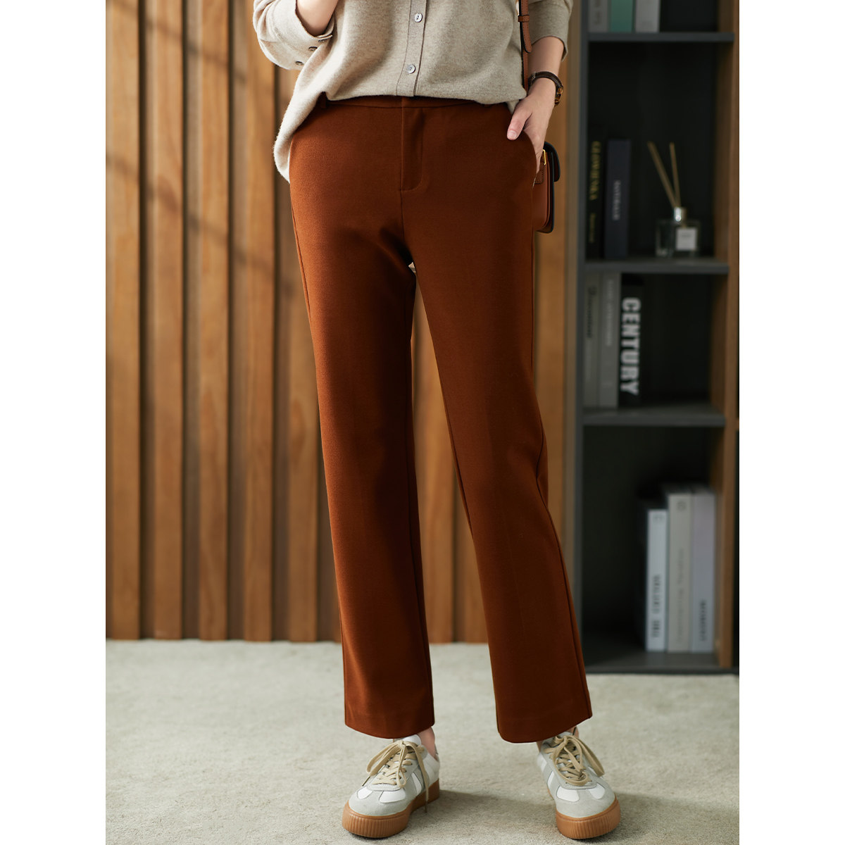 U Family Thicken Plus Suede Straight Cylinder Pants Woman 2022 Chunqiu New Cold And Lean Casual Loose Lady Long Pants