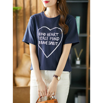 U Home letter print short sleeve T-shirt female 2021 summer new Korean loose slim casual foreign style top