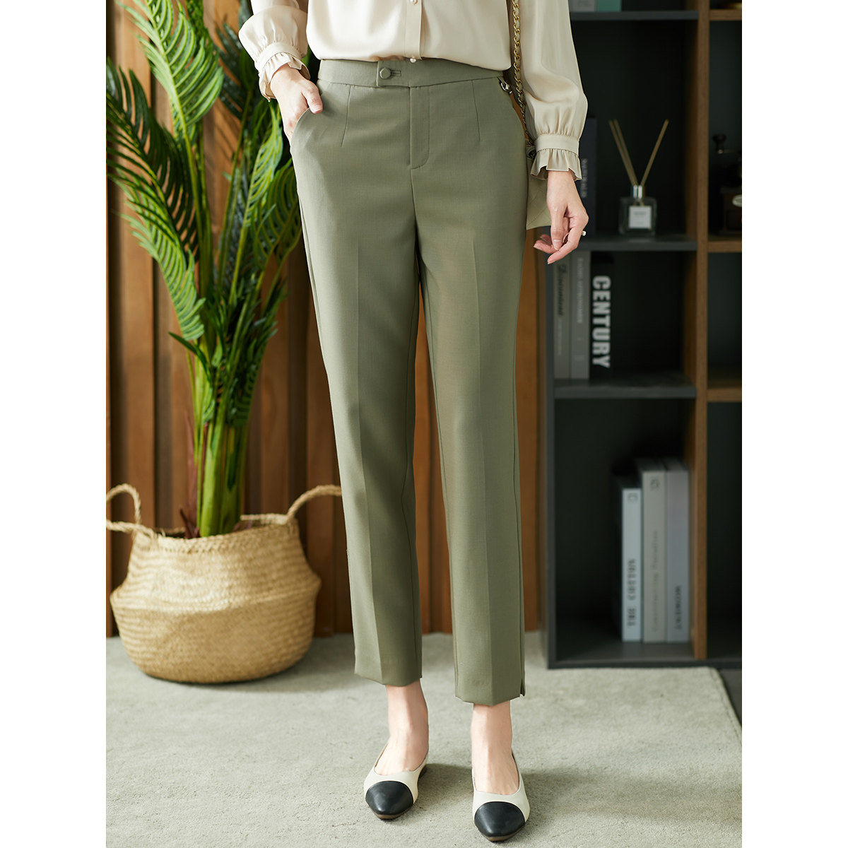U home fashion casual commuter nine-point pants women's 2021 summer new Korean straight tube thin all-match suit pants
