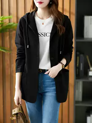 UJIA autumn short women's coat casual hooded small suit 2021 Autumn New Korean top ins Wild
