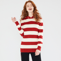 UJIA 2021 New Korean super fire cec jacket hooded pullover loose knit sweater striped sweater women