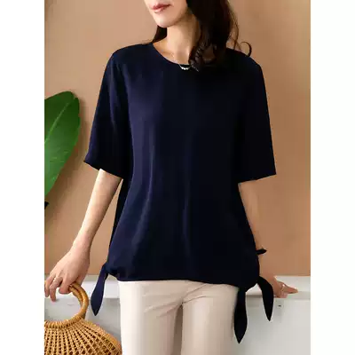 U home design sense bow short-sleeved T-shirt women's 2021 summer new Korean loose thin top small shirt trend