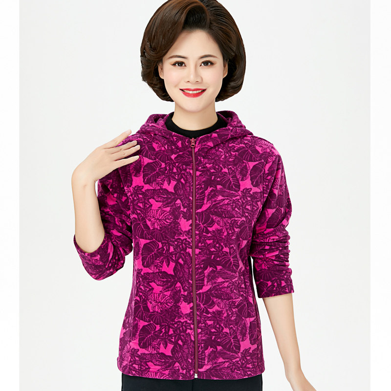 Porter Spring and Autumn Women's Printed Flannel Sports Jacket Hoodie Loose Large Size Comfortable 608971