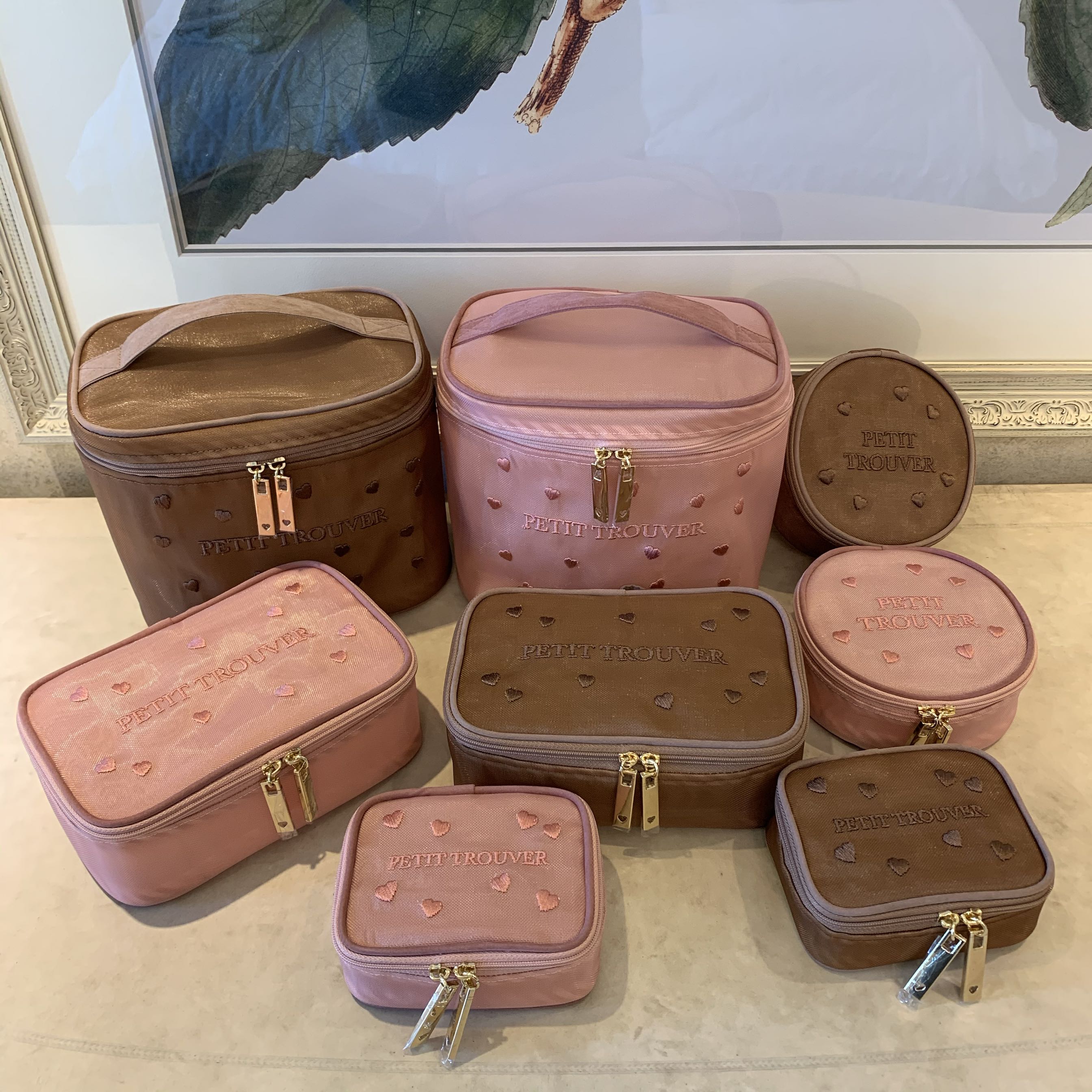 PETIT TROUVER Loving Embroidered Mesh Yarn 100 Hitch Makeup Bag Size Miscellaneous Bag Mouth Red Packet