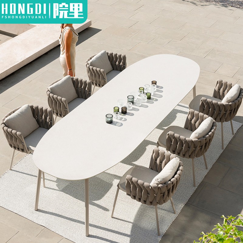 Nordic Outdoor Table And Chairs Furniture Villa Patio Balcony Woven Chairs Outdoor Terrace Garden Casual Table And Chairs Combination