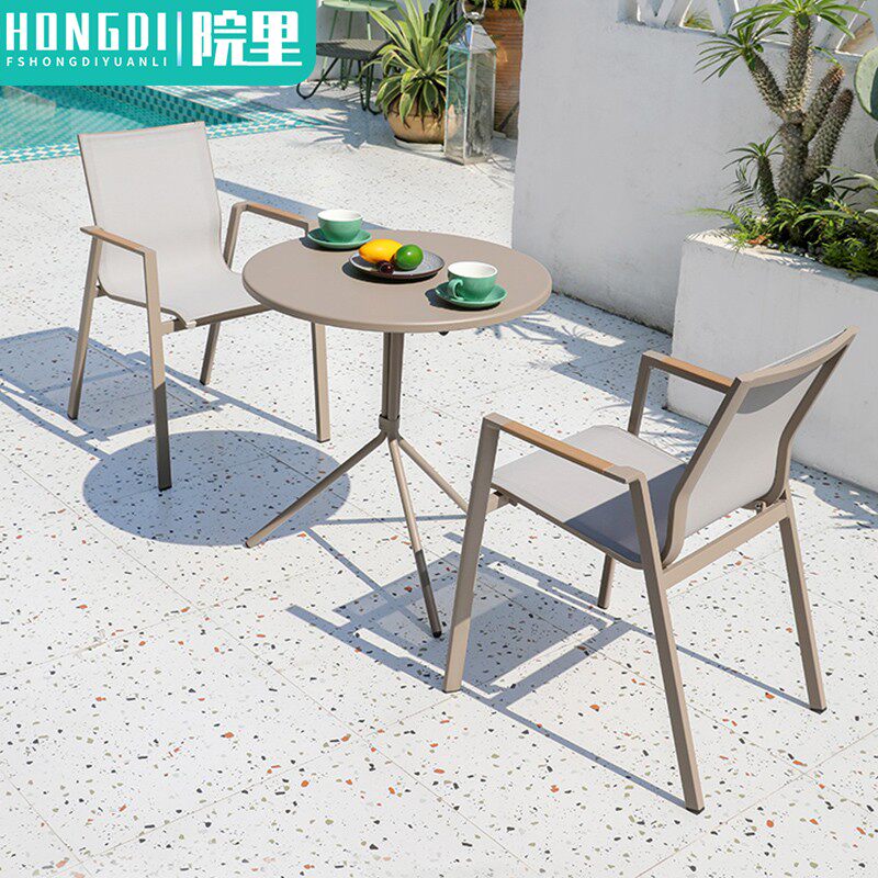 Modern outdoor table and chair courtyard Lutai Café Milk Tea Shop outdoor open-air mesh casual Yangtai table and chair combination