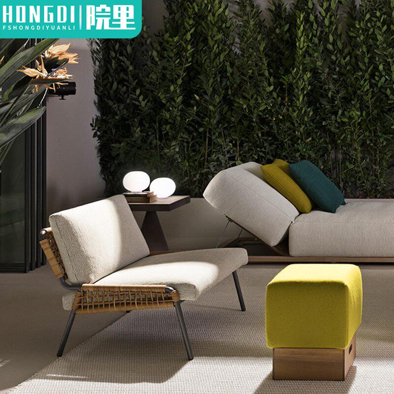 Nordic outdoor sofa open-air designer Yang Tai single sofa rattan woven sofa chair coffee table combination courtyard furniture