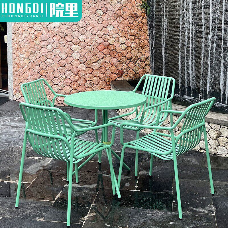 Outdoor tables and chairs net red milk tea shop coffee shop outdoor leisure aluminum alloy outdoor outdoor waterproof balcony tables and chairs
