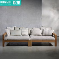 Outdoor Sofa Patio Anti-Teak Wood Rot Solid Wood Sofa Hotel Balcony Sofa Outdoor Terrace Teak Wood Sofa Combination