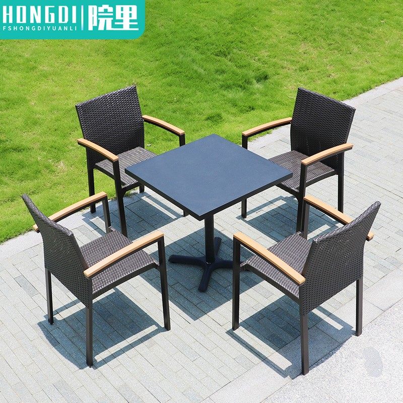 Outdoor table and chair courtyard leisure balcony vinechair iron waterproof outdoor casual vineyard coffee table and chair combination