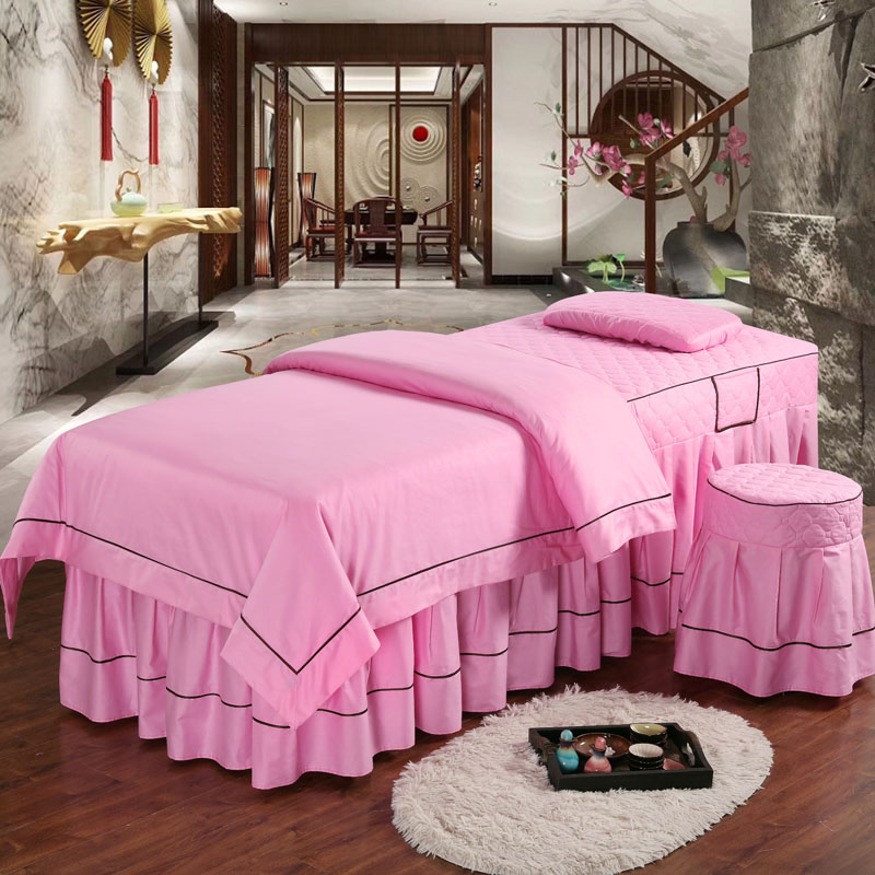 Massage giường đơn giản bao gồm bốn bộ bông Phong cách Bắc Âu thẩm mỹ viện Hàn Quốc bộ giường Châu Âu gói lõi gửi - Trang bị tấm khăn trải giường spa