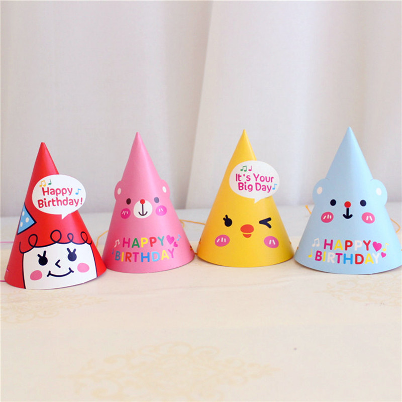 Birthday party hat Birthday hat Korean paper cute Cartoon Birthday hat Kindergarten birthday party baby hundred days
