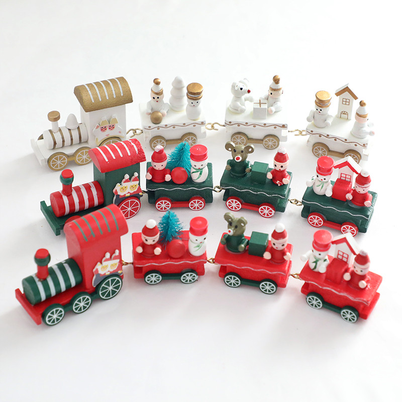 Christmas train Wooden toys Birthday party decoration Kindergarten activity table decoration Creative gift decoration
