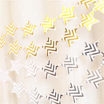 Hot stamping stripes stars banners hanging flags 100-year-old birthday party layout shopping mall activity decoration