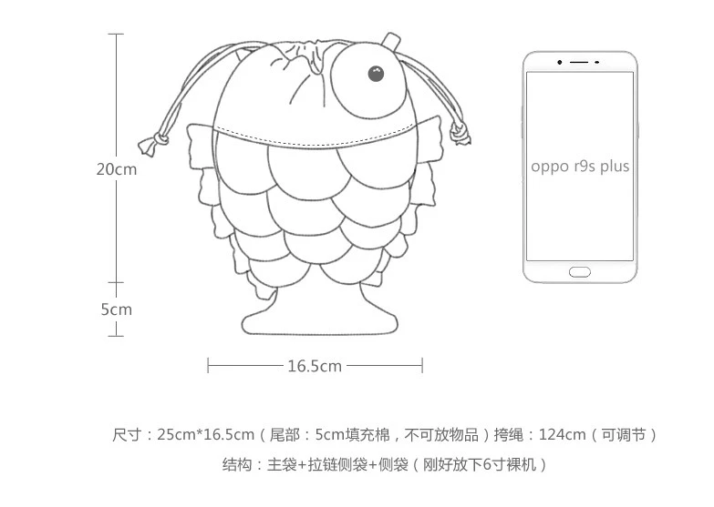 Patch ba màu hoạt hình tắm cá nhỏ vải bạt xách tay điện thoại di động đồ lặt vặt túi dễ thương cô gái chéo túi vải nhỏ - Túi điện thoại