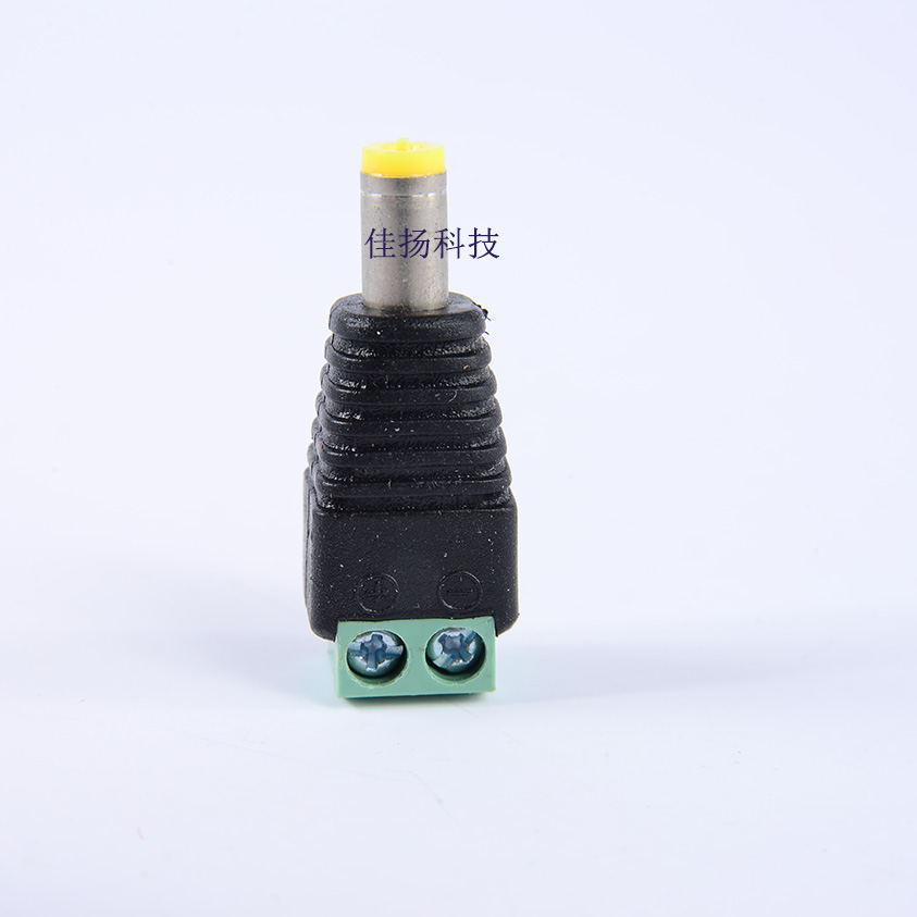 DC male head with tuning fork DC plug green power head 2 1*5 5 spring sheet power adapter monitoring accessories