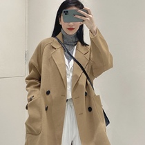 Xu Da Kejia 2021 autumn and winter double-sided cashmere coat womens long small loose wool coat