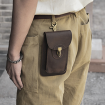 Handmade Bull Leather Cigarette Case Small Purse Key Bag Outdoor Bag Genuine Leather Mobile Phone Bag Crazy Mapi Wearing Belt Phone Pocket
