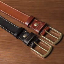 Head layer cowhide leather belt Business Mens pin buckle handmade leather belt mens cowhide pure copper buckle head casual pants belt belt