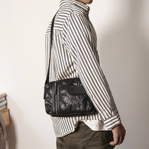 Headlayer cow leather mens bunk bag single shoulder bag slanted satchel for men genuine leather casual little backpacker Tanned Bull Leather young mens bag