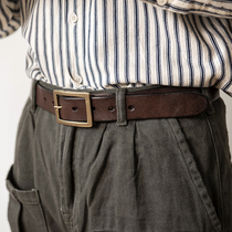 Handmade Head Layer Cow Leather Strap With Tannic Leather Needle Buckle Mens Work Pants For Old Genuine Leather Pants Belt Pure Copper Buckle Leather Strap