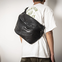 2022 new genuine leather mens chest bag slanted satchel with single shoulder backpack Leisure Tannic Bull Leather Pocket Tide Man Bag