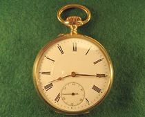 German 1910s boutique Western antique 14K gold European style 585 mens mechanical movement pocket watch