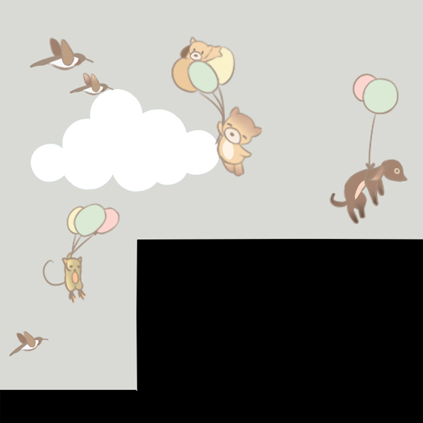 Puppy elephant cloud cartoon children's room entertainment room wall painting custom soft decoration theme balloon mural