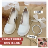 Обувь, сандалии из жемчуга с бантиком на высоком каблуке, туфли для кожаной обуви, французский стиль, 2023