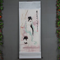 New Chinese painting calligraphy and painting hand meticulous painting collection of Zhongtang calligraphy and painting scroll hanging painting four beautiful women noble concubine bathing picture