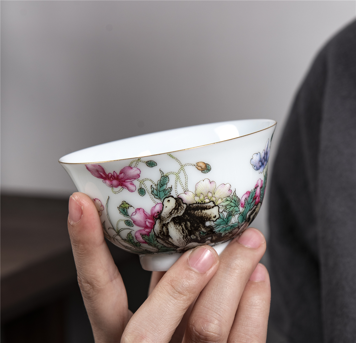 Enamel colour Yu Beauty auction for tea set Master's cup Pink hand painted ceramic Kung fu tea with empty samson gift porcelain