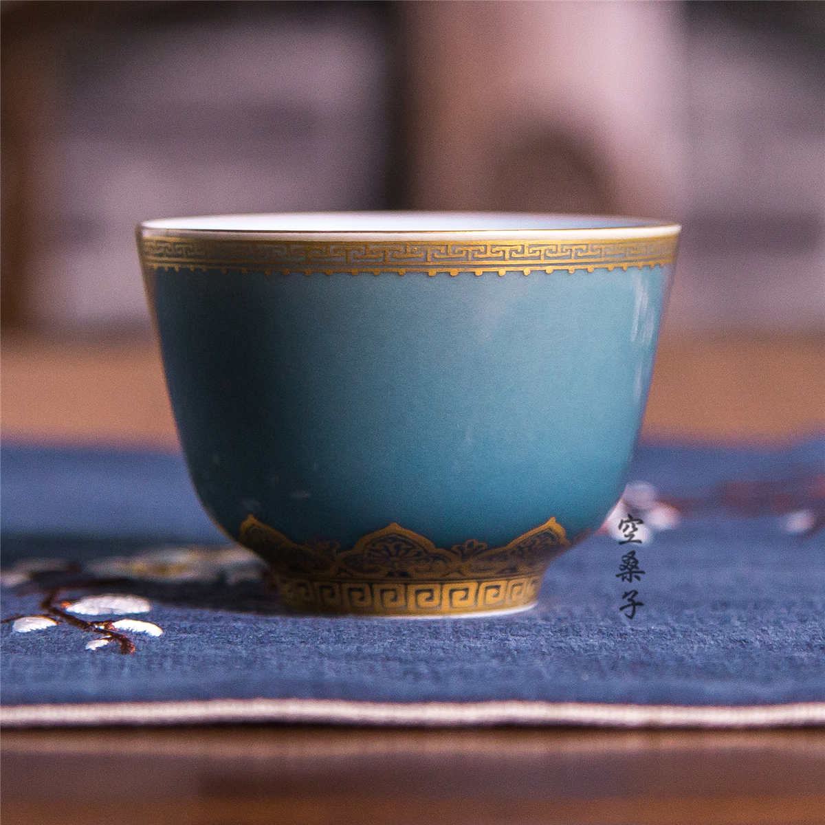 Air Sanzi Jingdezhen Qinghua porcelain Ji-blue Porcelain Blue tributes Stalking Gold like Serpentine Ceramic Single Cup Master's Cup of Tea Tea