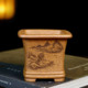 High-end high-end purple sand flower pots, wood-fired square bonsai pots, hand-engraved succulent calamus, cloud bamboo and gold marble pots