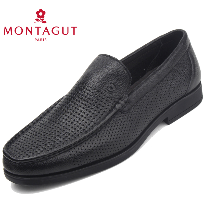Montagut Men's Shoes Summer Breathable Men's Sandals Business Casual Hollow Leather Shoes Extra Large Size Leather Shoes Size 45 Size 46 Size 47