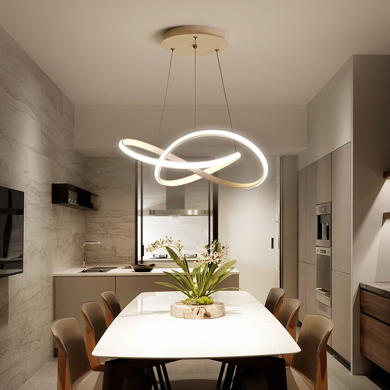 Dining room chandelier creative personality Nordic modern dining room table bar lamp office simple led line chandelier