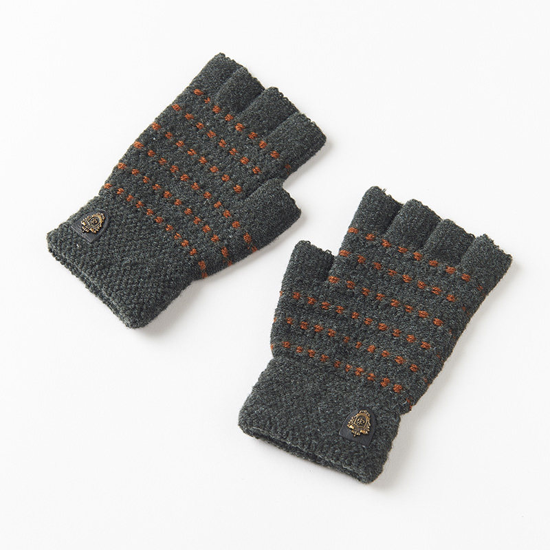 Fingerless gloves Men's winter warm and cold Korean version of half-finger half-winter wool gloves Men's half-finger students