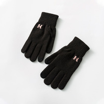 Clearance black mobile phone touch screen gloves female winter students cute simple warm winter gloves female wool five fingers