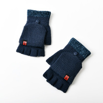 Flip wool half-finger gloves male winter warm students writing exposed gloves winter boys missed finger high school students