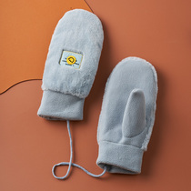 Finger gloves female winter cute Korean version of Japanese neck cute sister gloves winter women plus velvet thickened warm patch tide