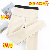 Autumn and winter thickened warm plus size 200kg female m Lamb cashmere extended outer wear with bottom shark skin Barbie thin leg cotton pants